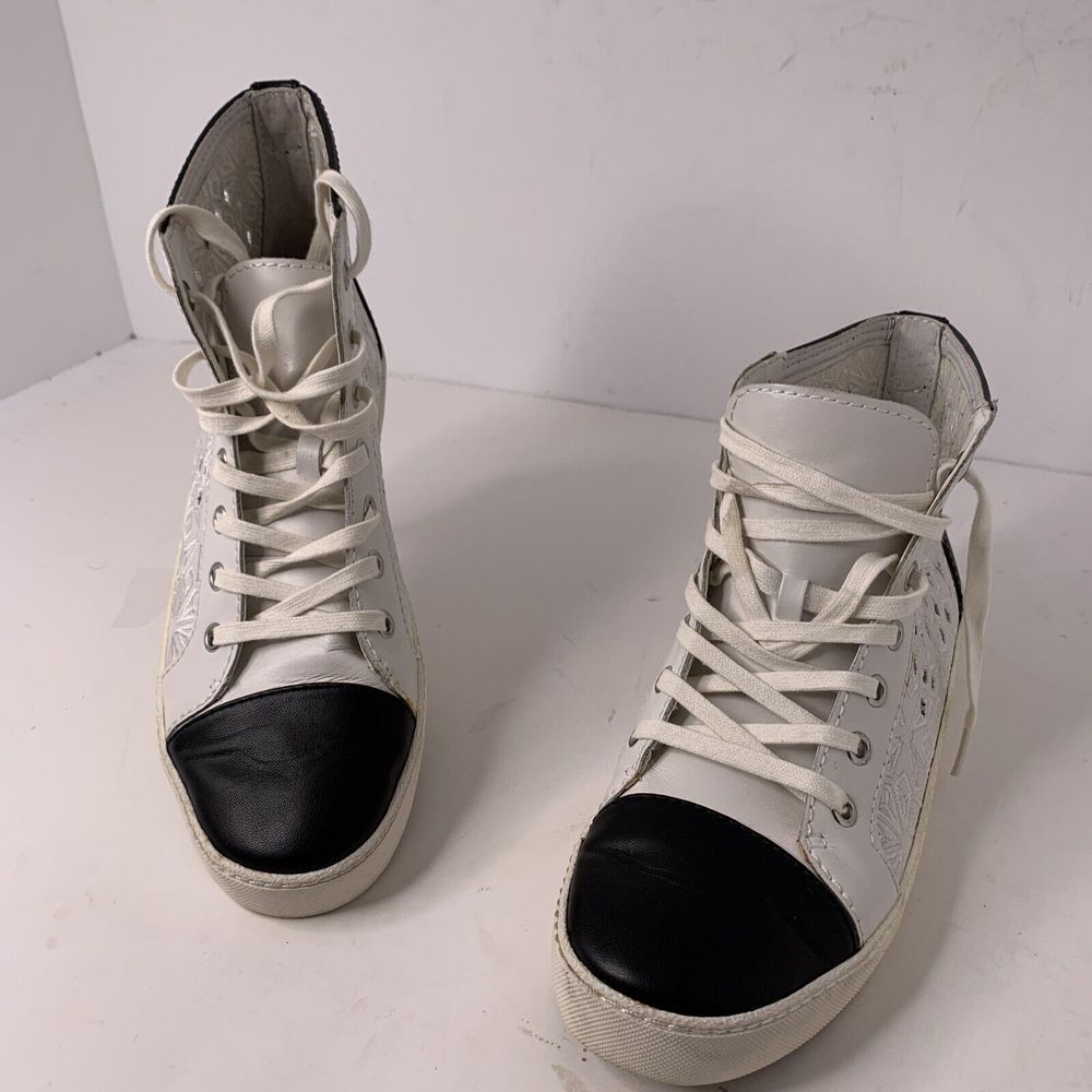 Sam Edelman Women's Branson High Top Sneakers Shoes White Cut Out 8.5‎ M White